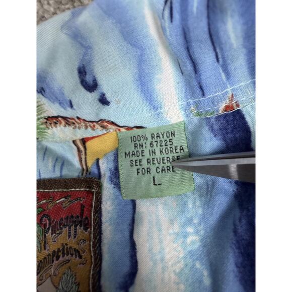 Vintage Pineapple Connections Shirt Mens Large Blue Rayon Hawaiian Aloha 90s - Picture 6 of 11